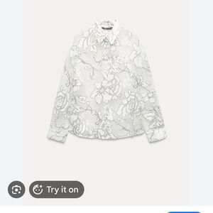 Zara White Floral Blouse
